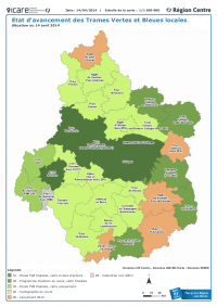 Région Centre - Carte d'avancement des démarches TVB locales à l'échelle des Pays et Agglomérations 